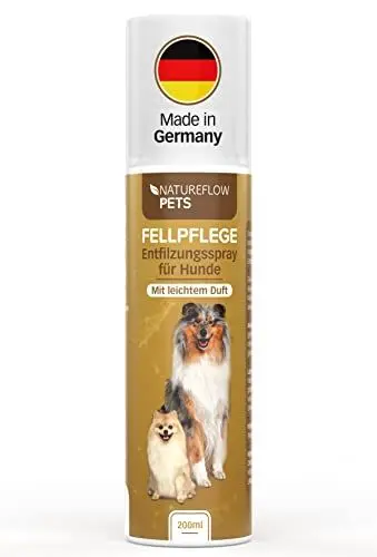 Produktbild: Premium 200ml Fellpflege Hund Spray - Made in Germany, Spezielles Entfilzungsspray, Wohlduftend - Hunde Parfüm, Anti Filz, Fell, Zubehör, Hundebedarf, Deo - Fellspray für Hunde von Natureflow