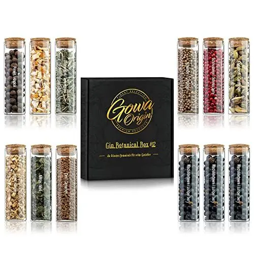 Produktbild: Premium Gin Gewürze I Gin-Botanicals für Gin Tonic, Cocktails oder auch zum Kochen I Gin Geschenkset Männer I Gin Zubehör (12er Premium Botanicals)