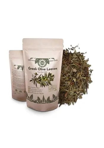 Produktbild: Premium Griechischer Olivenblätter-Tee 50g – 100% Rein, Roh, Wild, Gentechnikfrei – Natürlicher Antioxidant, Unterstützt Herzgesundheit, Immunsystem – Koffeinfreier Kräutertee