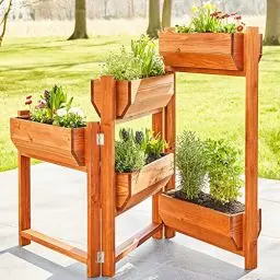 Produktbild: zooprinz Premium Hochbeet über 5 Etagen – aus massivem Kiefernholz – perfekt für Garten/Terrasse/Balkon – Zwei Modelle zur Wahl -Hochbeet – Flexible Aufstellmöglichkeiten (Braun lasiert)