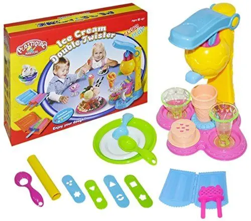 Produktbild: Premium Hochwertige Eiscrememaschine für Kinder XXXL (26 Teile) 5 Farben Knete - Eismaschine Ice Cream Knete Bastelspiel