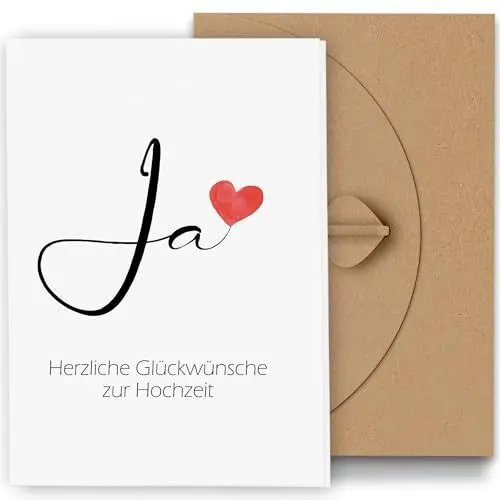 Produktbild: Premium Hochzeitskarte mit Hochwertigem Umschlag - karte Hochzeit Glückwunsch, Glückwunschkarte Hochzeit Edel Personalisiert Stabile Grußkarte Lustig Schöne Hochzeit Geschenke für Brautpaar(12x17cm)