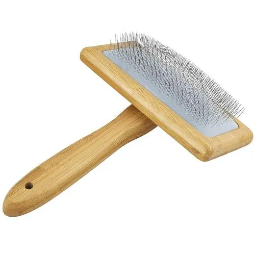 Produktbild: Premium Hundebürste und Katzenbürste Fellpflege, Hundebürste Holz,Hundebürste für Knoten & Unterfell - Kurzhaar & Langhaar, Fellbürste für Haustiere,Slicker Zupfbürste mit Edelstahlstiften