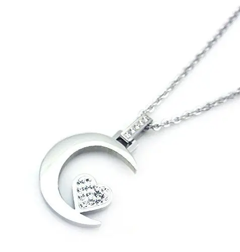 Produktbild: Premium Mond Energie Magnetschmuck Anhänger mit Zenturio Herz Swarovski Kristalle mit Zwischenstück + Glieder Kette Energetix 4you 2331
