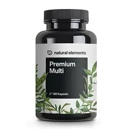 Produktbild: Premium Multivitamin – 180 hochdosierte Komplex-Kapseln – wertvolle Vitamine A-Z – Premium-Rohstoffe – mit Bioaktiv-Formen – ohne unnötige Zusätze – in Deutschland produziert & laborgeprüft