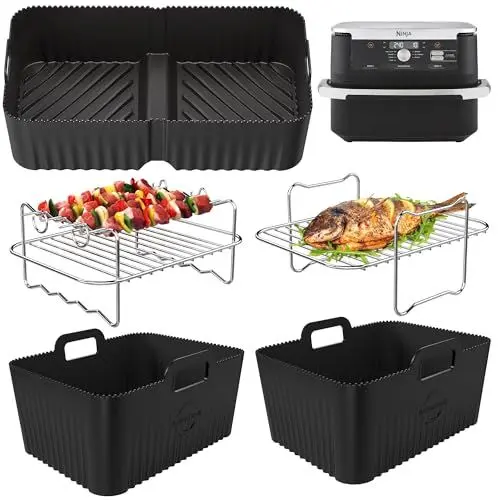Produktbild: Premium Ninja AF500UK Zubehör | BPA-FREI | Hochwertige Materialien | 2,5mm dicke Silikonform | 5 Stücke Airfryer Zubehör für Ninja Foodi Max Dual Zone AF500EU