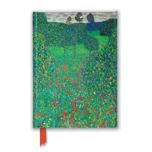 Produktbild: Premium Notizbuch DIN A5: Gustav Klimt, Feld mit Mohn: Unser hochwertiges, liniertes Blankbook mit festem, künstlerisch geprägtem Einband und ... Notizbuch DIN A 5 mit Magnetverschluss)