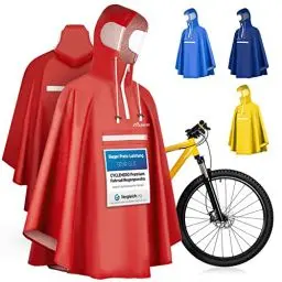 Produktbild: Premium Regenponcho Fahrrad wasserdicht SEHR GUT GETESTET - Regencape Fahrrad mit Reflektoren und Sichtfenster - Fahrrad Regenbekleidung als Regenponcho Damen wasserdicht, Regenponcho Herren