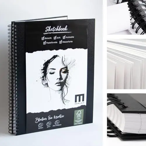 Produktbild: Premium Skizzenbuch A3-100 Seiten, 200 g/m² Papier - Perfekt für Künstler & Designer - Ideal für Skizzen, Zeichnungen & Notizen - Robustes Hardcover mit elastischem Verschluss