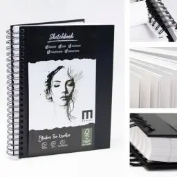 Produktbild: Premium Skizzenbuch DIN A4, 100 Seiten, 200 g/m² starkes Zeichenpapier - Sketchbook Malblock für Künstler & Designer - Ideal für Skizzen, Zeichnungen & Notizen - Robustes Hardcover mit Spiralbindung
