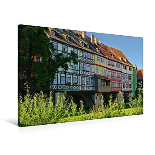 Produktbild: Premium Textil-Leinwand 90 x 60 cm Quer-Format Krämerbrücke in Erfurt | Wandbild, HD-Bild auf Keilrahmen, Fertigbild auf hochwertigem Vlies, Leinwanddruck von LianeM