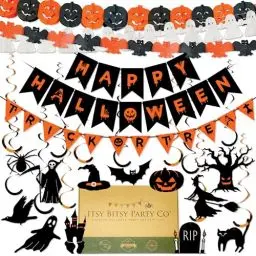 Produktbild: Premium Wiederverwendbare Halloween Deko - Halloween Girlande, Halloween Banner & Hängedeko - Halloween Deko Indoor - Halloween Party Deko - Halloween Deko Kinder - Halloween Decorations