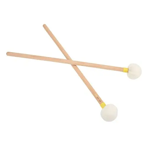 Produktbild: Premium Wollfilz-Trommelschlägel-Set, Rutschfester Holzgriff-Percussion-Stick für Bassdrums, Pauken, 2-tlg (YELLOW)
