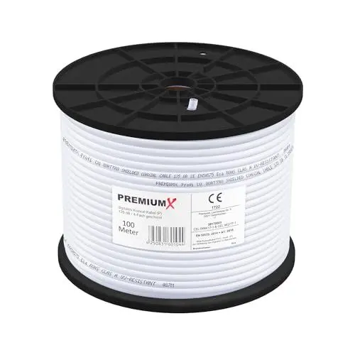 Produktbild: Premium X 100m Profi Koaxialkabel Kupfer 135dB 4-Fach SAT Antennenkabel Koax-Kabel DVB-S / S2 DVB-C DVB-T BK Anlagen Satellitenkabel
