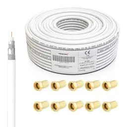 Produktbild: Premium X 25m PROFI Koaxialkabel KUPFER 135dB 4-fach SAT Antennenkabel Koax-Kabel DVB-S / S2 DVB-C DVB-T BK Anlagen Satellitenkabel 10x F-Stecker