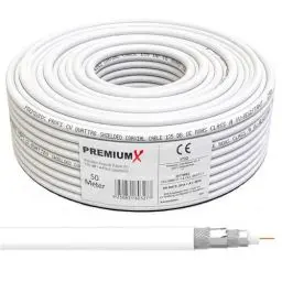 Produktbild: Premium X 50m Profi Koaxialkabel Kupfer 135dB 4-Fach SAT Antennenkabel Koax-Kabel DVB-S / S2 DVB-C DVB-T BK Anlagen Satellitenkabel