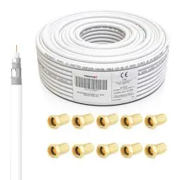 Produktbild: Premium X 50m Profi Koaxialkabel Kupfer 135dB 4-Fach SAT Antennenkabel Koax-Kabel DVB-S / S2 DVB-C DVB-T BK Anlagen Satellitenkabel 10x F-Stecker