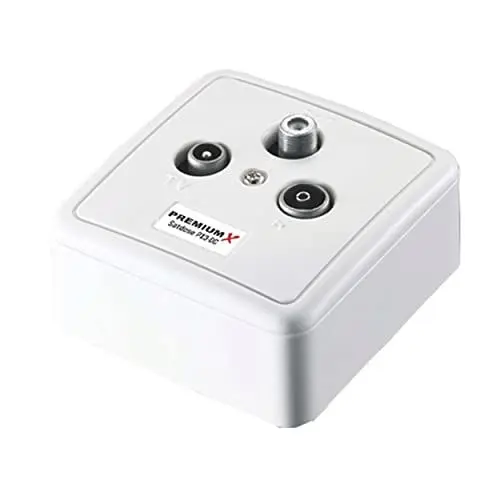 Produktbild: Premium X PX3-DC 3-Fach Sat Durchgangsdose DC-Durchgang Antennendose Dose SAT TV Radio DVB-T Unicable Aufputz Unterputz