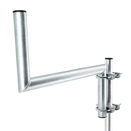 Produktbild: PremiumX Z-Ausleger 50cm Ø 48mm Stahl mit Schellen Antennen-Mast Ausleger Z-Form SAT-Spiegel Halterung für Satellitenschüssel