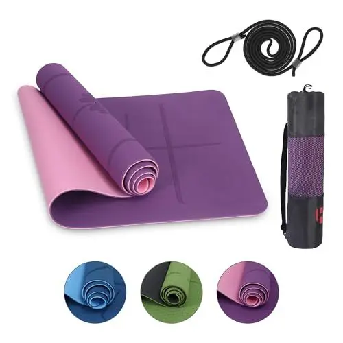 Produktbild: Habib Gruppe Premium Yogamatte Rutschfest 183x61 cm - Ökologische Sportmatte für Pilates & Yoga - Inkl. Tragegurt und Tasche - Ideal für Fitness & Gymnastik - Reise-Freundlich - Airex-kompatibel