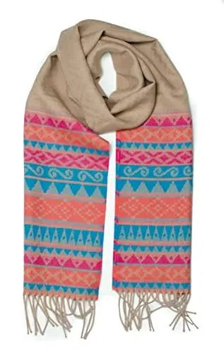 Produktbild: PREMIUMARMADA Purer Wollschal aus 100% Wolle Alpaka, eleganter Winterschal, Wollschal aus feiner 100% Alpaka Wolle, weich, warm, pures elegantes Naturhaar unisex, natur (bunt beige)