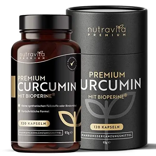 Produktbild: Premium-Curcumin 95 mit Bioperine® - 120 Kapseln - Höchste Qualität - Kurkuma Kapseln mit 5mg Bioperine® (Schwarzer Pfeffer Extrakt) - Hohe Absorption - Curcuma Kapseln - Kurkuma