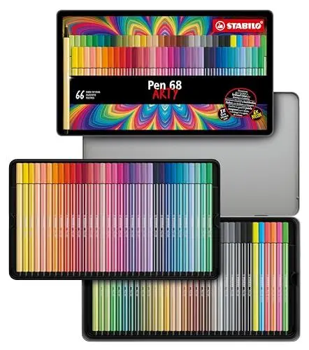 Produktbild: STABILO - Premium-Filzstift - Pen 68 - ARTY - 66er Metalletui - mit 65 verschiedenen Farben