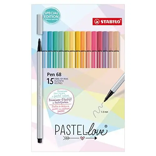 Produktbild: STABILO - Premium-Filzstift - Pen 68 - Pastellove Set - 15er Pack - mit 15 verschiedenen Farben