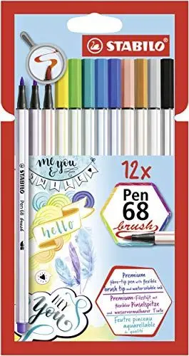 Produktbild: STABILO - Premium-Filzstift mit Pinselspitze für variable Strichstärken - Pen 68 brush - 12er Pack - mit 12 verschiedenen Farben