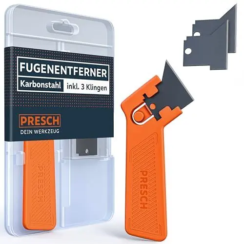 Produktbild: Presch Fugenentferner inkl. 3 Klingen - Präzise Fugenentfernung dank hoher Schärfe - Schnellwechselsystem für einfaches Klingenwechseln - Silikonschaber für weiche Dichststoffe wie Acryl & Silikon
