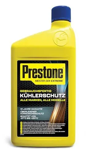 Produktbild: PRESTONE PAFR0057B Kühlerfrostschutz -37°C bis 129 °C, Korrosionsschutz 10 Jahre,Kühlerschutzmittel GEBRAUCHSFERTIG, Neue Formel 2024, 1L, Gelb