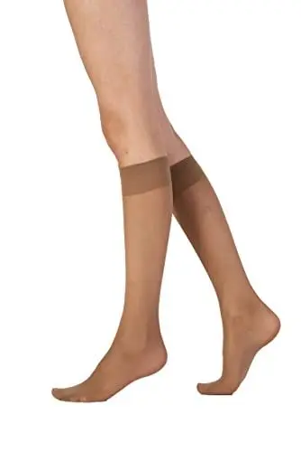 Produktbild: Pretty Polly Damen Medium Support Knee Highs 2pp Kniestrümpfe, 15 DEN, Beige (Nude Nude), One Size (Herstellergröße: OS) (3er Pack)