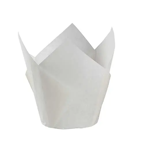 Produktbild: PRETYZOOM 100St Mini-Muffins Cupcake-Förmchen Muffinbackpapierförmchen kuchen Packpapier Tulpen-Cupcake-Wraps Cupcake-Becher Weihnachten Beschichtung Halterung Geschenkpapier Pappbecher Weiß