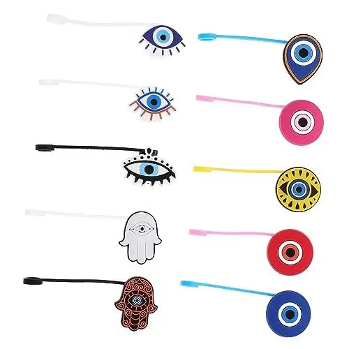 Produktbild: PRETYZOOM 10St Devil's Eye Strohhalm-Set Shots Strohhalme zum Trinken Teufelsaugenabdeckung Becherbecher Strohkappen catchring strohhut topflappen Stroh bedeckt die Kappe PVC-Strohabdeckung