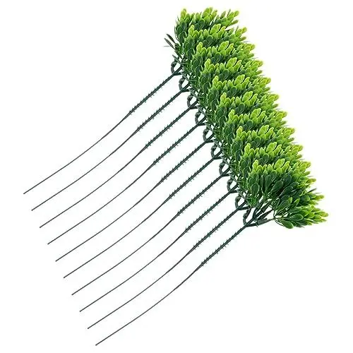 Produktbild: PRETYZOOM 10St kunstpflanze kunstplflanze Zierpflanzen pinienzapfen Slice qridor Artificial Pine Branches gefälschte Tischpflanze kleine Pflanzendekoration Büropflanzendekor Plastik Green
