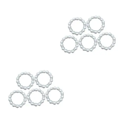 Produktbild: PRETYZOOM 10 STK Serviettenschnalle Weihnachtsserviette Hochzeit Schwarze Servietten Goldener Strassbesatz Golddekor Perle Serviettenring Goldrand Schmuck Ringe Herbstdeko Weiß Tisch Plastik
