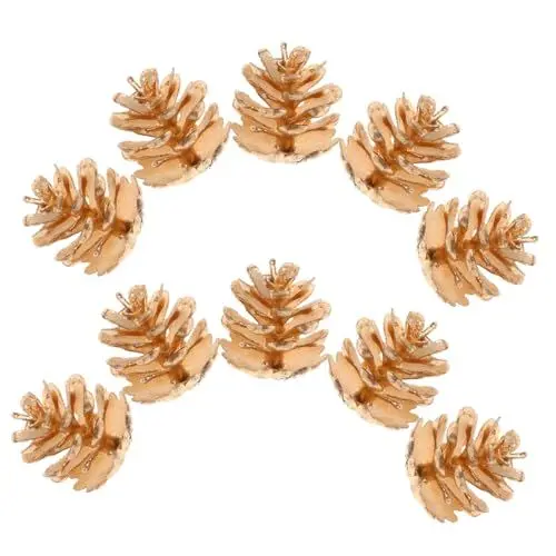 Produktbild: PRETYZOOM 10 Stück Goldene Mini-weihnachtsnadeln Realistische Kiefernnadeln Aus Kunststoff Für Dekorationen Zapfen Für Vasenfüller
