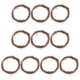 Produktbild: PRETYZOOM 10 Stücke Rattankranz Naturkranz Weinrebe Kranz Dekokranz Türkranz für DIY Basteln Neujahr Ostern Geburtstag Party Wand Tür Hängende Dekoration Ornament Frühlingsdeko 8cm