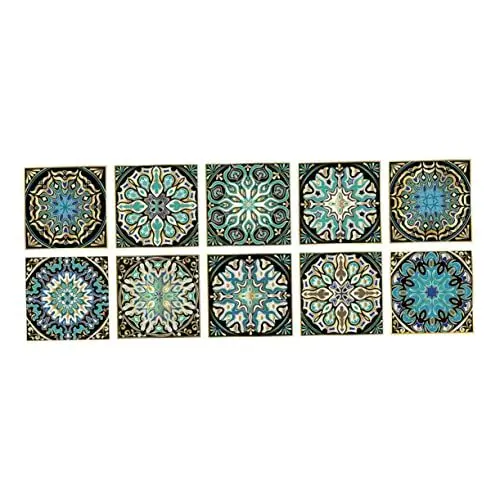Produktbild: PRETYZOOM Selbstklebende Fliesenaufkleber 10er-set Mandala-fliesenaufkleber Aus Pvc für Keramik-wandfliesen Einfach Anzubringen für Die Inneneinrichtung