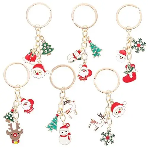 Produktbild: PRETYZOOM 12stücke Weihnachts Schlüsselanhänger Mit Santa Schneemann Und Rentier Charmante Weihnachtsdeko Für Schlüssel Taschen Für Familie Und Freunde