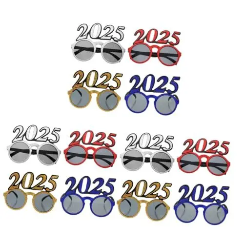Produktbild: PRETYZOOM 12 Stück 2025 2025 Brille Brillen für das neue Jahr 2025 frohes neues jahr brille Brillen 2025 Neujahr Party Brille Runde Rahmen Brille Party-Streich-Brille 2025 Partymasken Stk