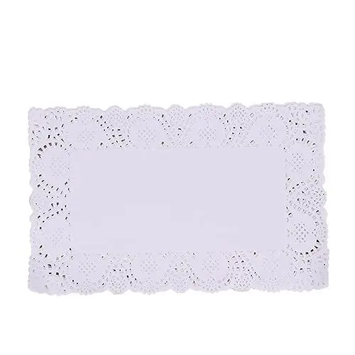Produktbild: PRETYZOOM 140st Einweg-papiermatten Längliche Tischdecke Kuchen Spitze Tischsets Einweg-deckchen Knusprige Dilles Weihnachtsdeckchen Aus Papier Kuchenunterlage Weiß Lebensmittel Backpapier