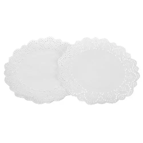 Produktbild: PRETYZOOM 180pcs Spitze Runde Öl Spitze Papier Deckchen Kuchen Verpackung Pads Für Hochzeit Weiß