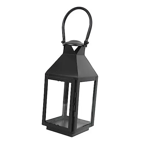 Produktbild: PRETYZOOM 1Stk Laterne aus Eisen bürodeko büro Dekoration bastelzeug Weihnachtsteelichthalter Weihnachtliche Hängelaterne Weihnachtskerzenhalter Kerzenhalter-Fotografie-Requisite Glas Black