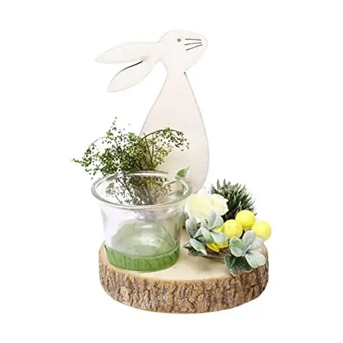 Produktbild: PRETYZOOM Osterhase Kerzenständer Kreative Glas Tasse Holz für Kerze