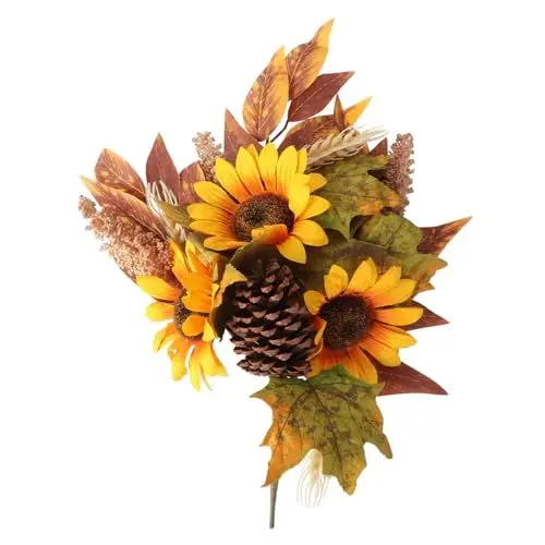 Produktbild: PRETYZOOM Realistischer Künstlicher Blumenstrauß Aus Sonnenblumen Und Ahornblättern – Langlebige Produkte Für Zuhause