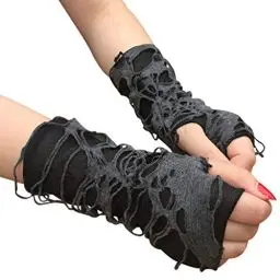 Produktbild: PRETYZOOM 1 Paar Halloween Fingerlose Handschuhe Spinnennetz Spitzenhandschuhe Schwarze Punkhandschuhe für Halloween Party Kostüm Kostümzubehör