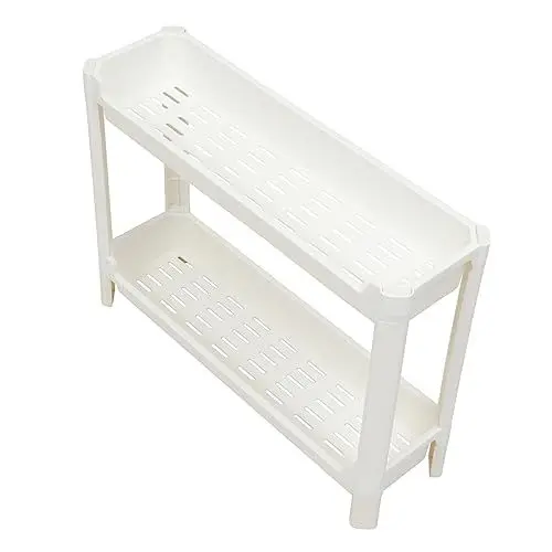 Produktbild: PRETYZOOM 1 Stück Home Badezimmer Wohnzimmer Küche Rack Eckregal Aus Kunststoff 2-stufig Kompakte Größe Leicht Zu Reinigendes Badezimmer-lagerregal