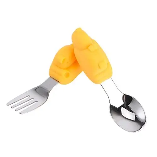 Produktbild: PRETYZOOM 1 Satz 2St Löffel kinderlöffel kindergabel babybesteck silikonlöffel Fütterungsgeschirr Kinderutensilien -Fütterungslöffel Essgeschirr für Babys Kieselgel Orange