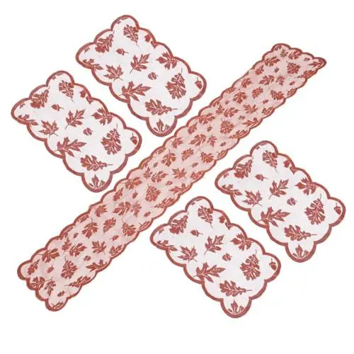 Produktbild: PRETYZOOM 1 Satz Ahornblatt-Spitze-Tischläufer Desk pad tischwäsche tischdeko Herbst Tablecloth Schreibtisch Tischdecke Tortenspitze Esstisch schmücken Polyester (Polyester)